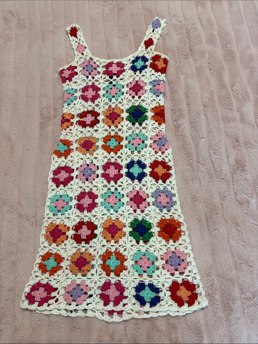 Beach Riot Pink & Cream Crochet Floral Dress